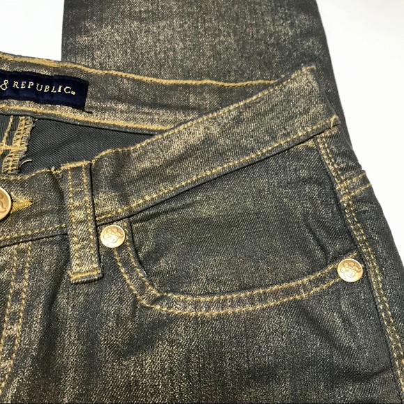 Rock & Republic Gold foiled Berlin Jeans size 2 - Picture 3 of 9